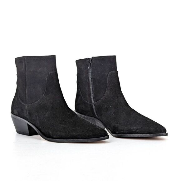 Bruno Magli Women Fabiana Black Suede Dress Office Ankle Boots 39.5 US 9.5